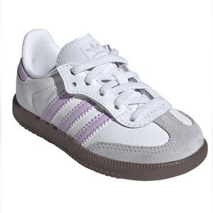 Adidas Kids Samba Sneakers - Samba OG WHITE/ POWDER PLUM/ GUM, Size 6 M